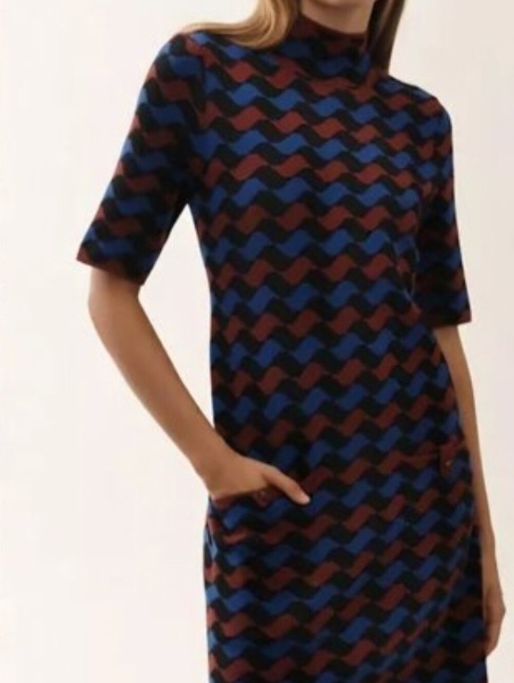 Maeve For Anthropologie Annalise Geometric Sweater Dress in Blue & Red Size 2x